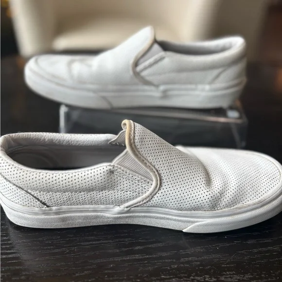 Vans Perforated White Slip-On Loafers - Picture 2 of 8